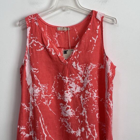 Lands Downunder Italian Linen Sleeveless Tank Size L High Low Coastal Beach NEW - Picture 3 of 9